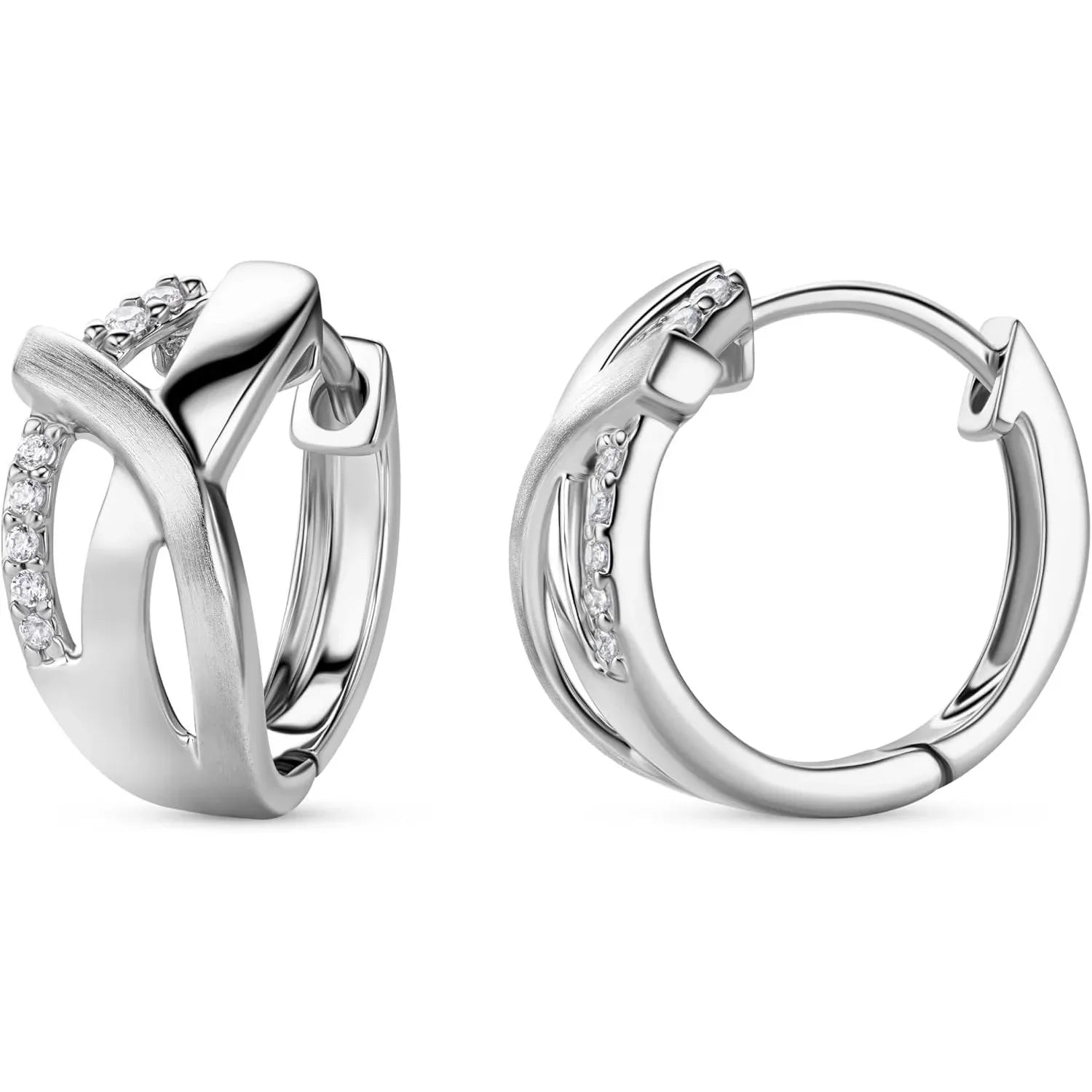 18ct Gold Plated Sterling Silver Huggie Earrings - Dazzling Zirconia Hoops - Gomix Brands Outlet